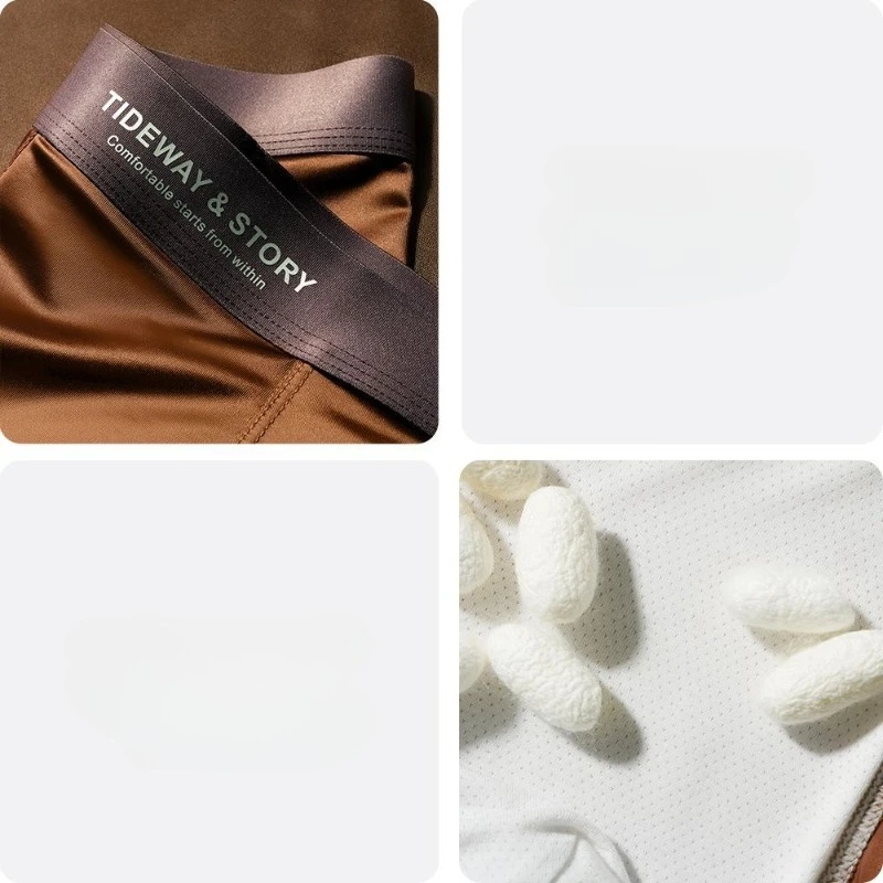 Satin Men's Underwear Men's Ice Silk Breathable Mulberry Silk Light Luxury Flat Angle Summer High-end Antibacterial Boxer Shorts