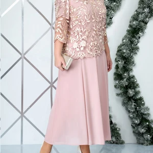 Rosa blaues Sommerkleid mit eleganten Ärmeln Damen Spitze Chiffon Lange Gastkleider Frau 2024 Hochzeit Plus Größe Chubby 8 Hauptverkäufe Hochzeitskleid für mollig - №8