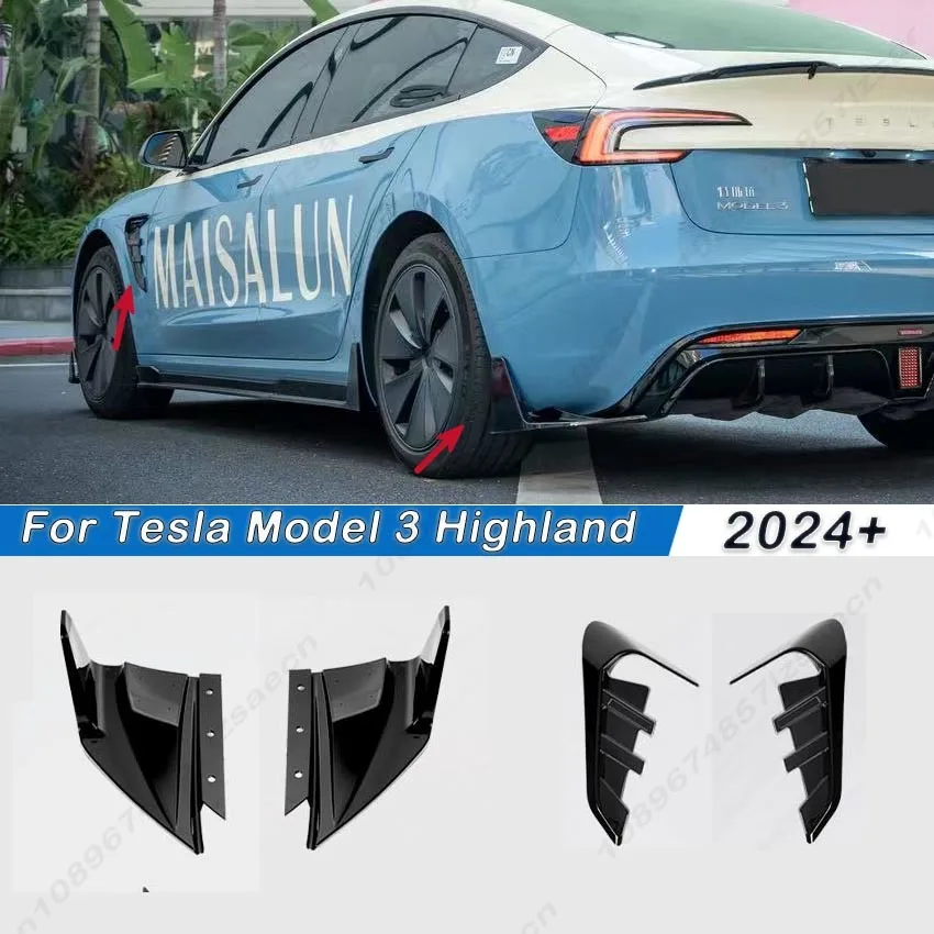 

Боковой разветвитель, тюнинговый диффузор для Tesla Model 3 Highland 2024 2025, автомобильный задний бампер, спортивный спойлер, комплект для губ, детали, глянцевый черный