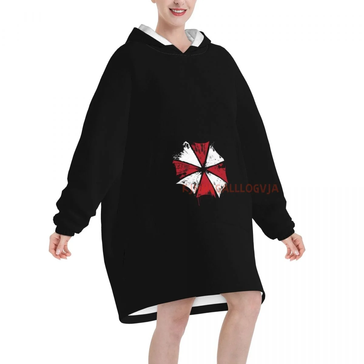 Umbrella Corporations Thermal Wearable Flannel Blanket Hoodie Oversized Hooded Blanket Pullover Sweatshirt Fleece Sherpa Blanket