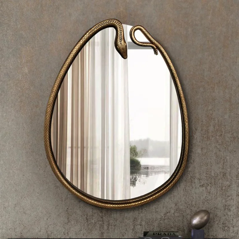 

Italian style bath mirrors snake shape vanity mirror luxury golden animal shape salon mirror