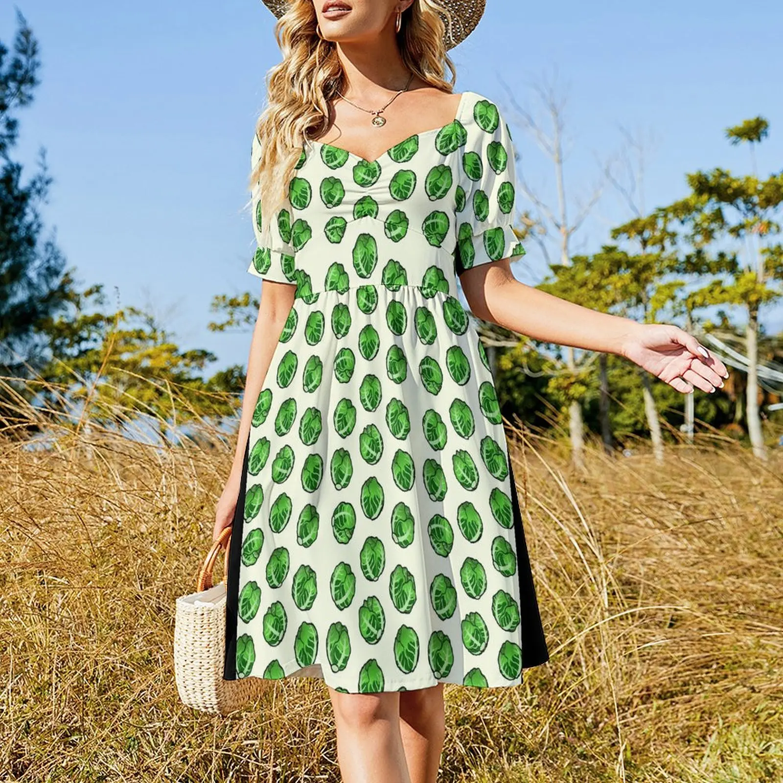 Brussel Sprout Pattern Short-Sleeved Dress Women's summer suit dresses for women luxury evening dresses for women 2025