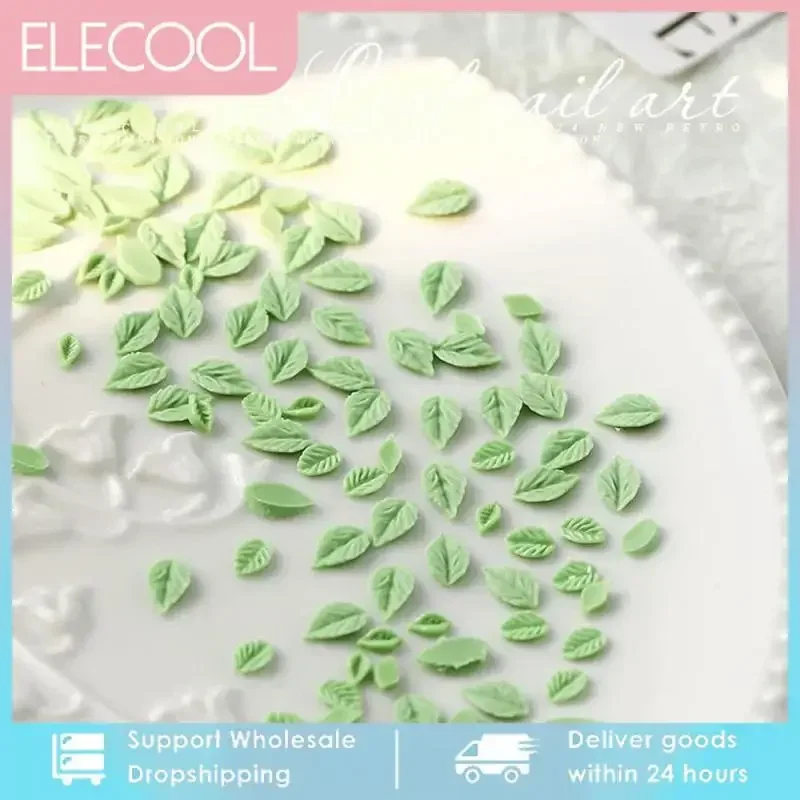 Miniature White And Green Leaves The Actual Glowing Wholesale Very Detailed Versatile Innovative Luminous Nail Decoration