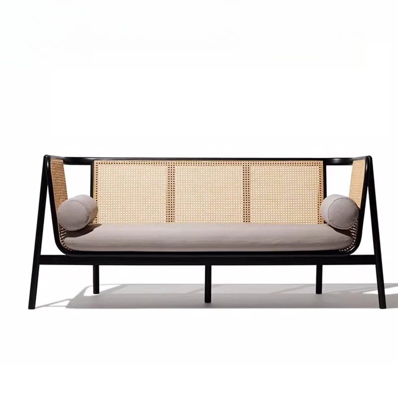 

Nordic simple solid wood rattan single sofa chair club hotel lobby new Chinese leisure chair