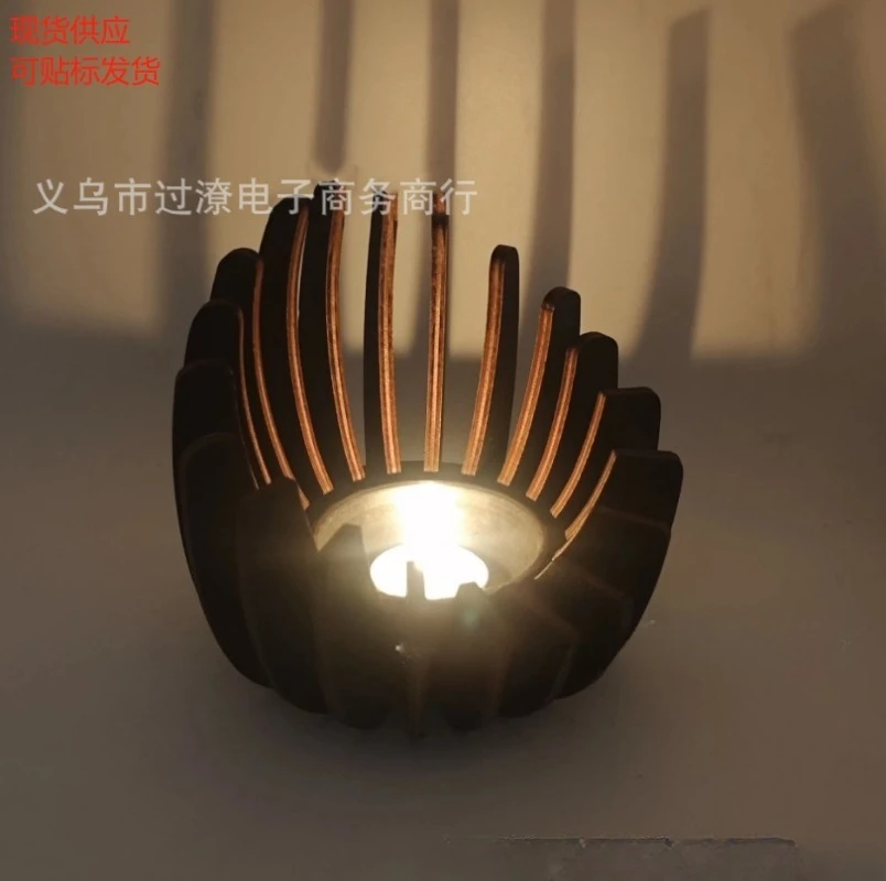Wooden Lotus Candle Lantern Retro Tabletop Candlestick Indoor Home Atmosphere Decor Ornament