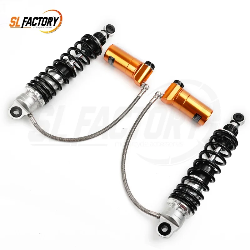 New Adjustable Motorcycle Hydraulic Rear Shocks Suspension with Remote Reservoir for Harley Touring Models14-Up All Models