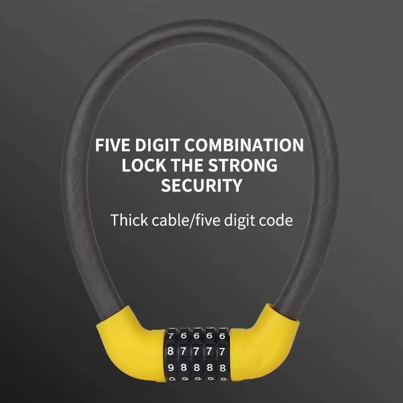 ESLNF Bicycle Lock 5-digit Password Lock Bicycle Steel Cable Lock Suitable For Bicycles&motorcycles&scooters Bicycle Accessories