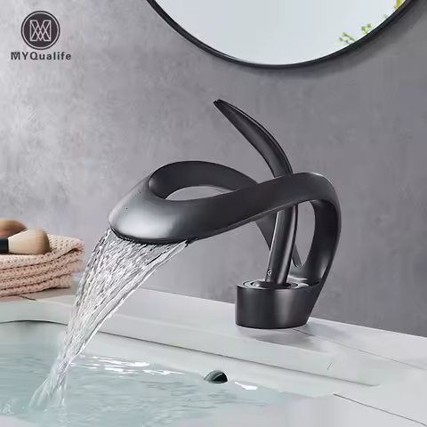 Black Brass New-Style Basin Faucet Bathroom Mixer Tap Hot Cold Water Deck Mounted Gold Luxury Sink Faucet