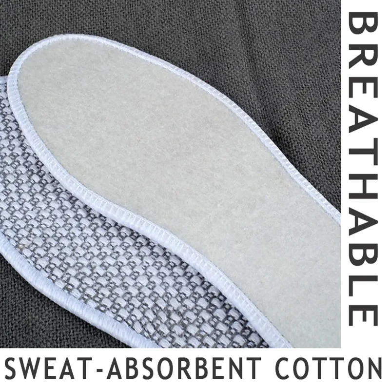 3 Pairs Cotton Linen Insoles Feet Deodorant Breathable Soft Sole Men Women Shoe Insert Comfortable Sweat-Absorbing Pad