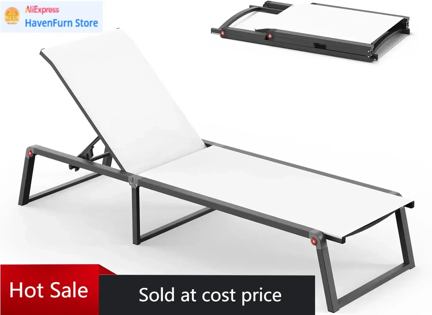 

Акционная цена! Складной алюминиевый шезлонг для улицы, не требующий сборки, для патио и бассейна.