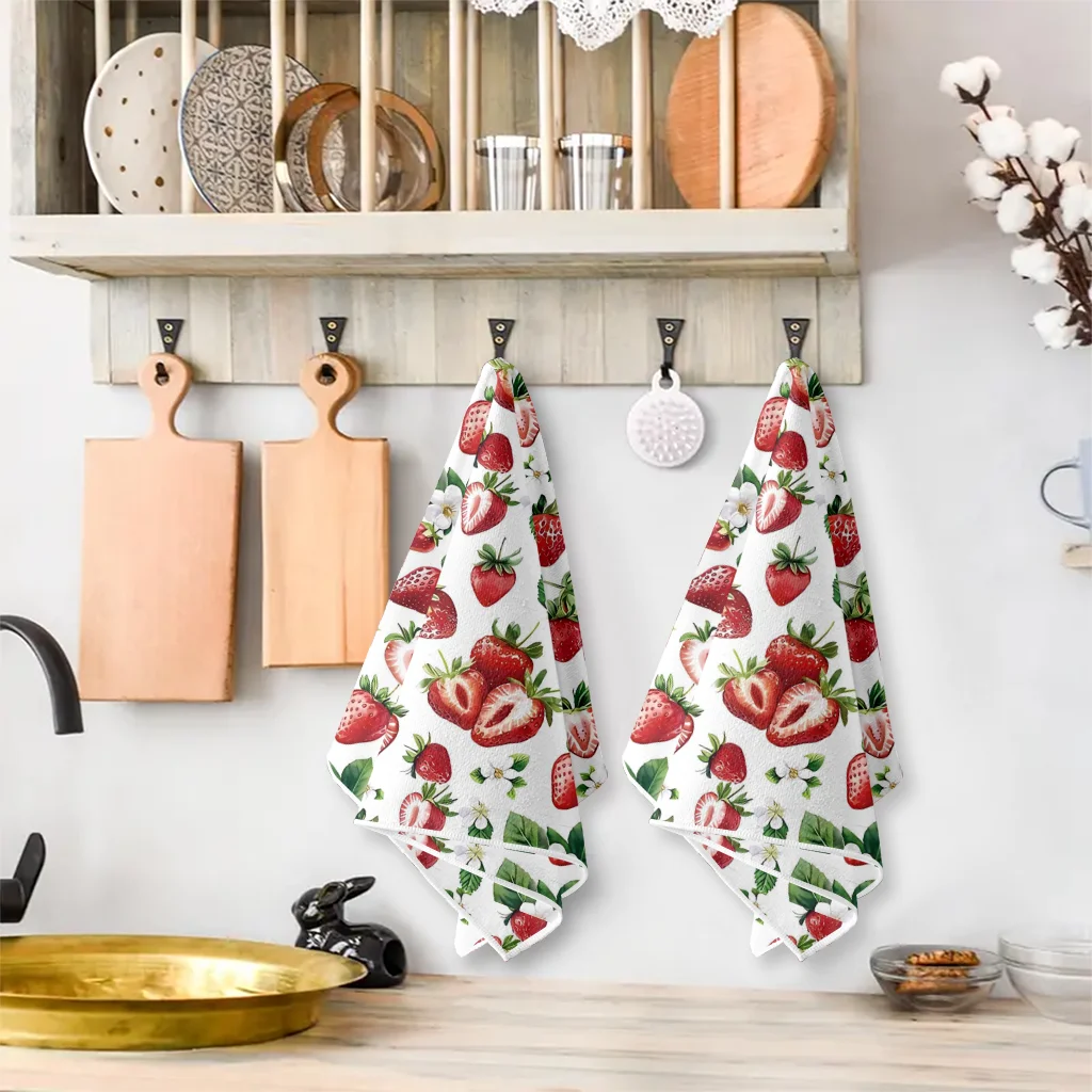 

2 шт., кухонные полотенца Vitality Strawberry Blossom, набор полотенец 40 см*60 см, супервпитывающая мягкая чистящая салфетка