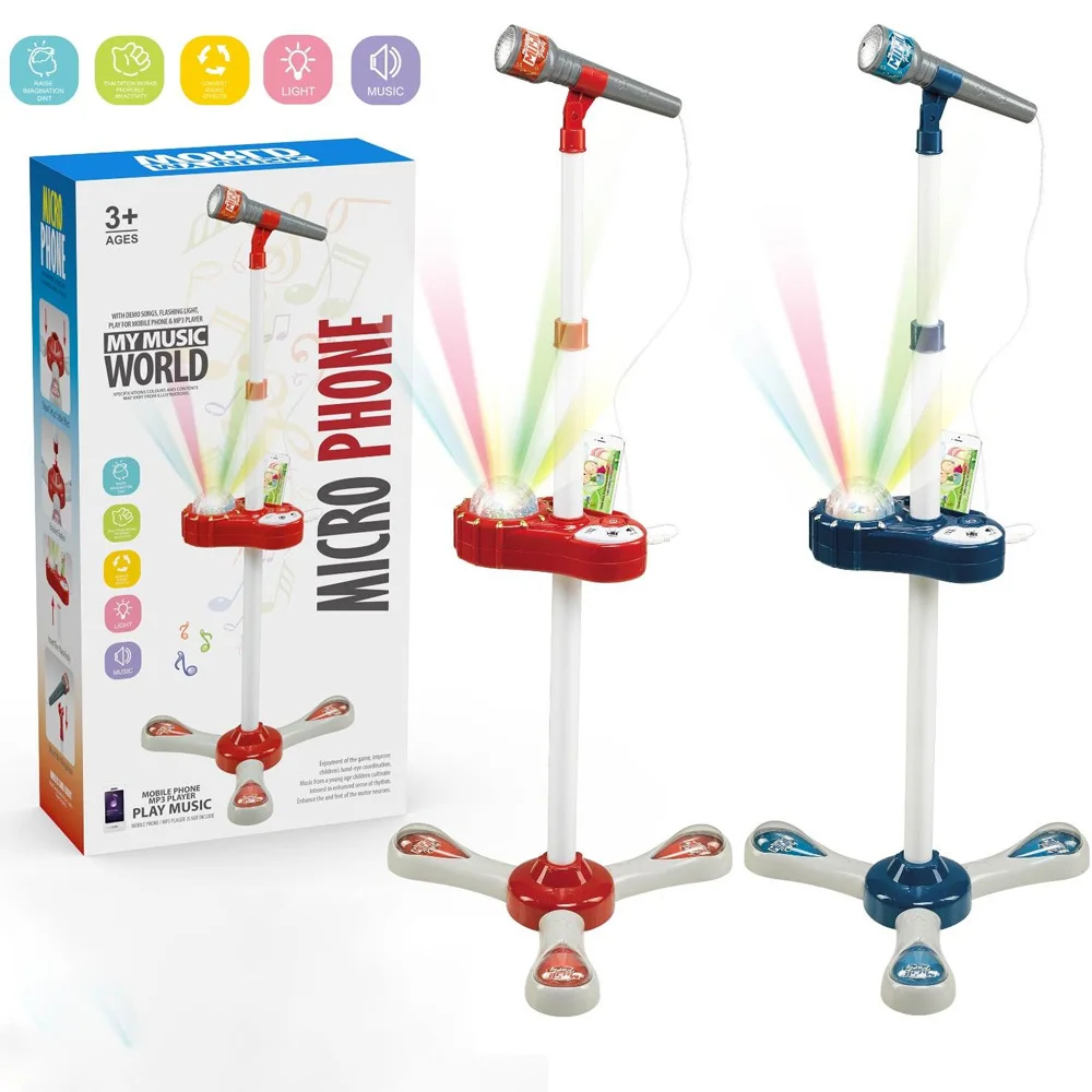 Kids Microphone with Stand Karaoke Song Music Instrument Toys Brain-Training Educational Toy Birthday Gift for Girl Boy