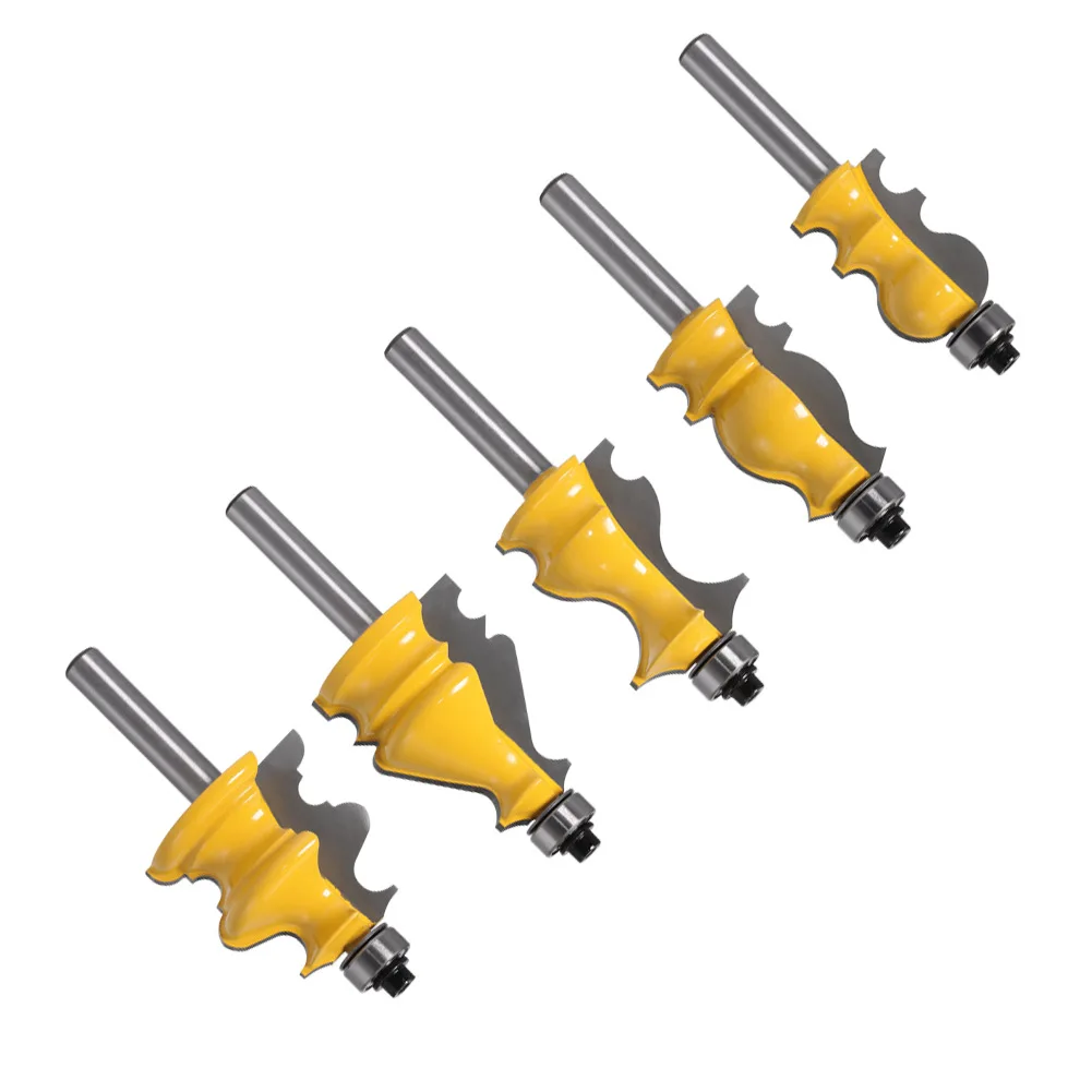 Cabinet Door Top Line Handrail Molding Router Bit Kit 5 Pcs 8mm 1/2