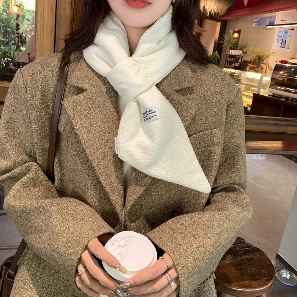 Simple Padded Cross Feather Scarf Keep Warm Apparel Accessories Down Neck Scarf Windproof Neck Protection Thermal Shawl Outdoor