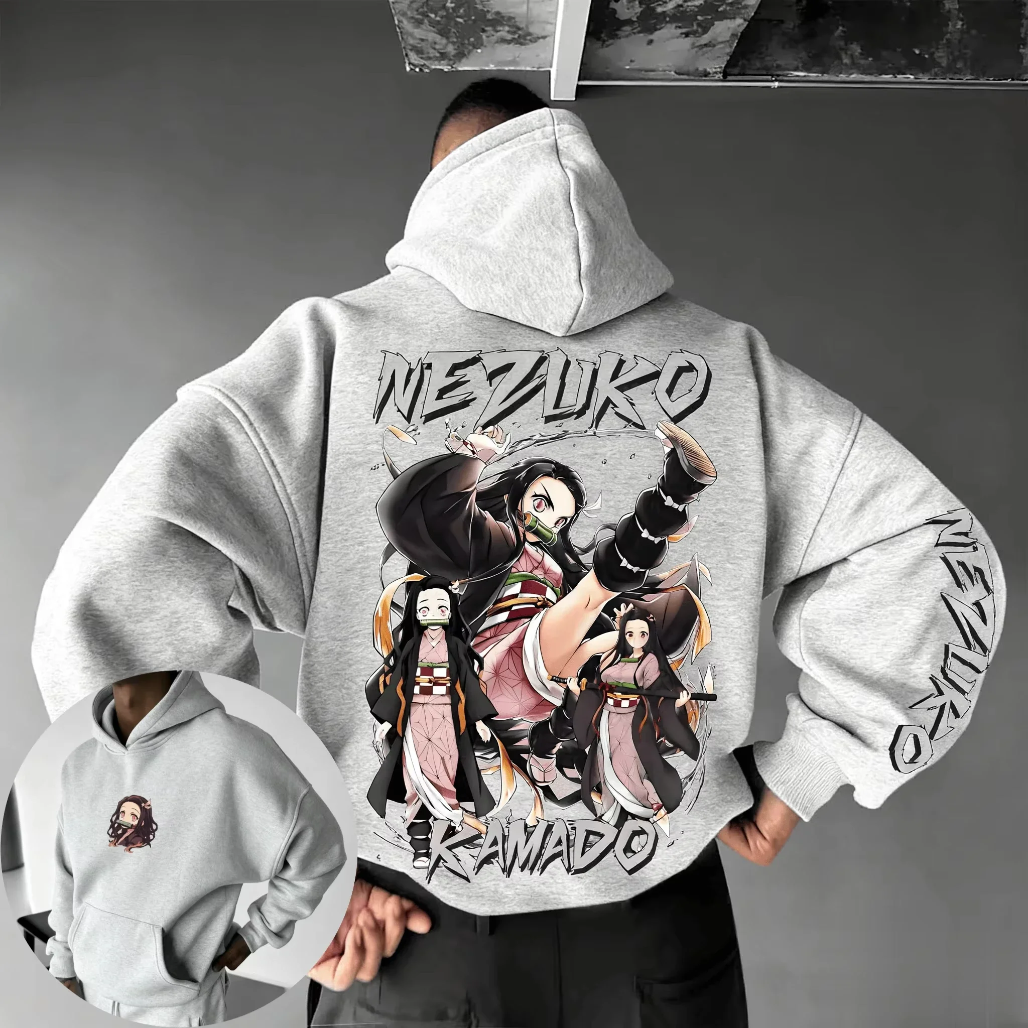شيطان القاتل 2026 جديد حار Nezuko Kamado أنيمي هوديي البلوز المرأة الشارع الشهير بلايز عادية الكرتون طباعة ربيع الخريف الموضة #2