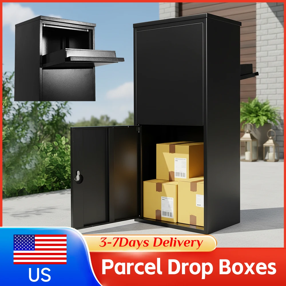 

Lockable Metal Outdoor Parcel Drop Box Anti-Theft Package Delivery Box Weather Proof Express Storage Cabinet for Porch & Curbsid