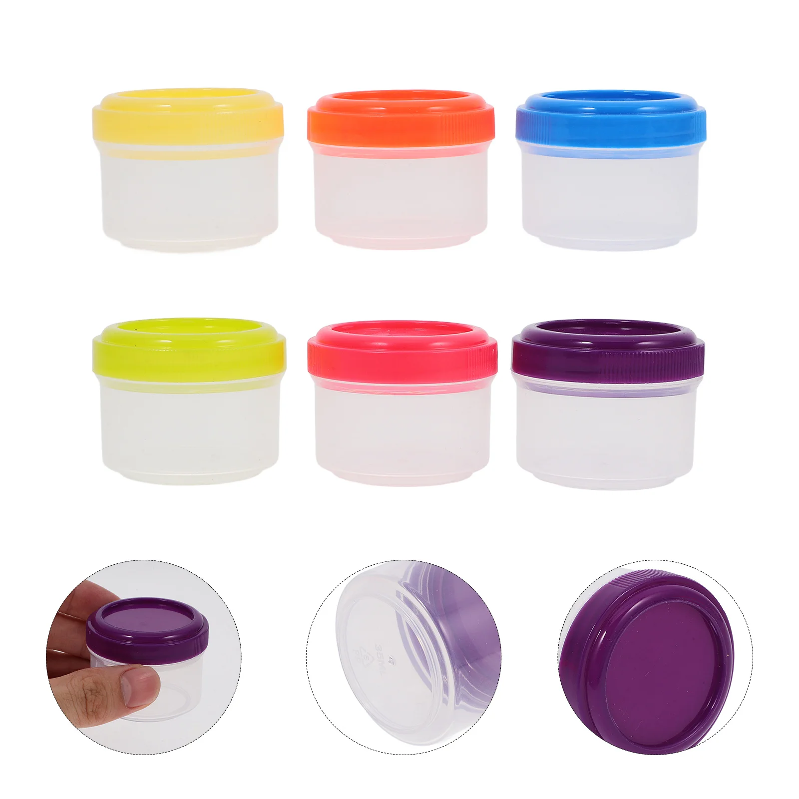 

6 Pcs Tiny Jars Small Sauce Containers with Caps Portable Condiment Boxes for Travel Ketchup Salad Dressing Soy Vinegar Storage