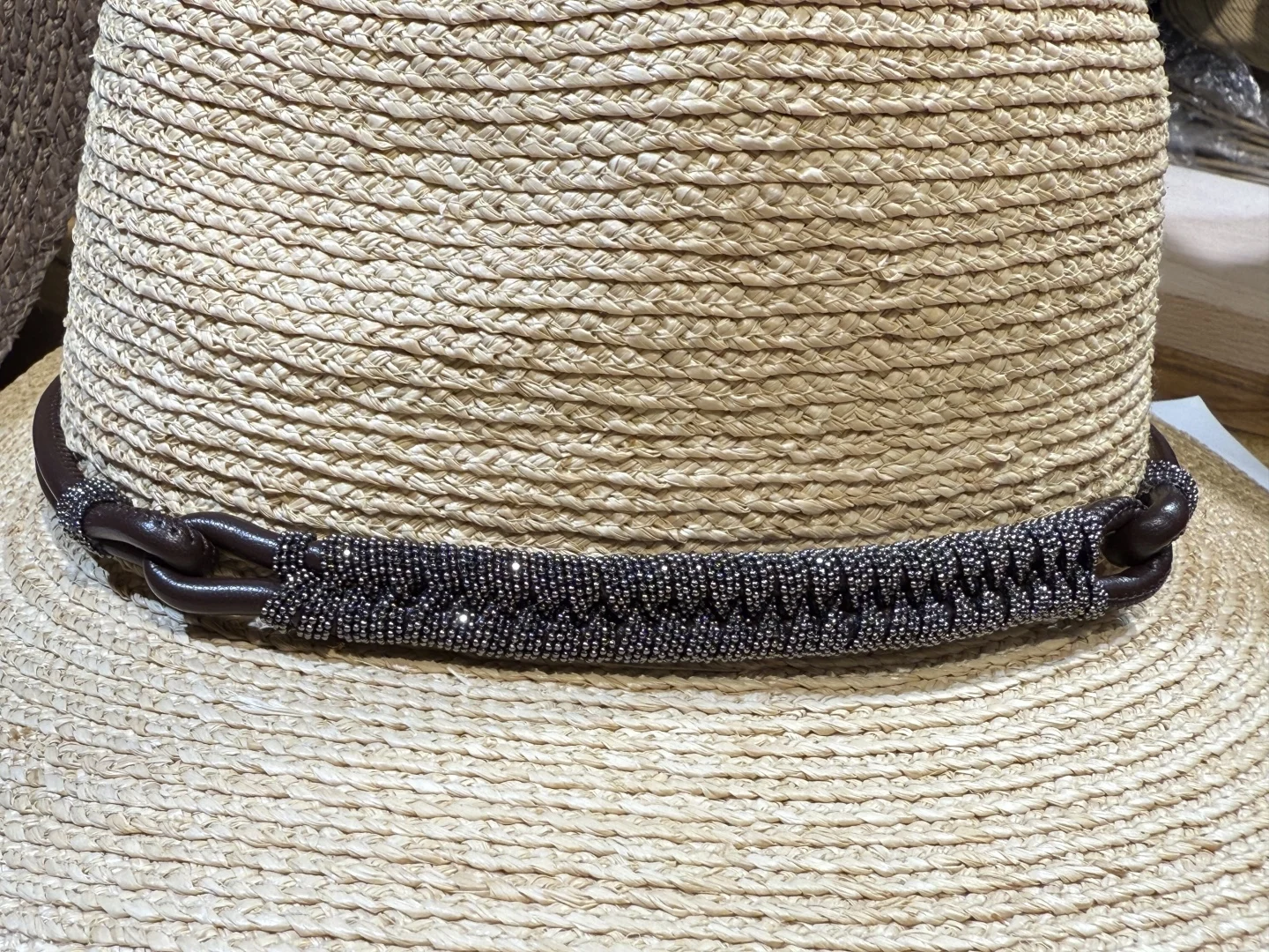 Women'S Raffia Hand-Woven Flat-Brimmed Hat Fashionable And Versatile Casual Sun Hat Holiday Style