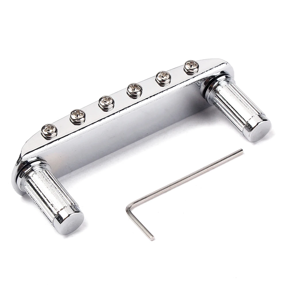 

Chrome Guitar Bridge For Adjustable Saddle Top-Loading Design With Screws L-Wrench Durable Metal Electric
