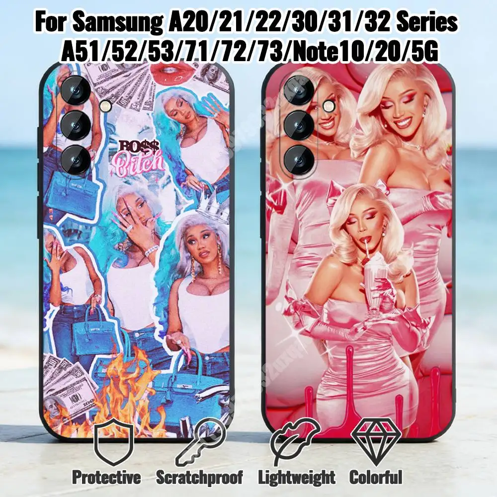 Rap Queen C-Cardi Belcalis-S Phone Case for Samsung Galaxy A73 72 71 70 Note20 Note10 Note9 Ultra Plus FE Silicone Cover
