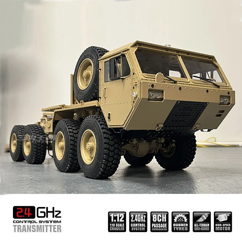 Hg p802 1/12 rc 8x8 caminhão militar reboque profissional elétrico