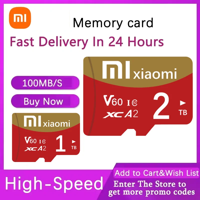 

Xiaomi Новая карта памяти 2 ТБ SD/TF Flash 1 ТБ Class10 Micro TF SD Card 512 ГБ SD-карта 256 ГБ 128 ГБ для телефонов, дронов, камер