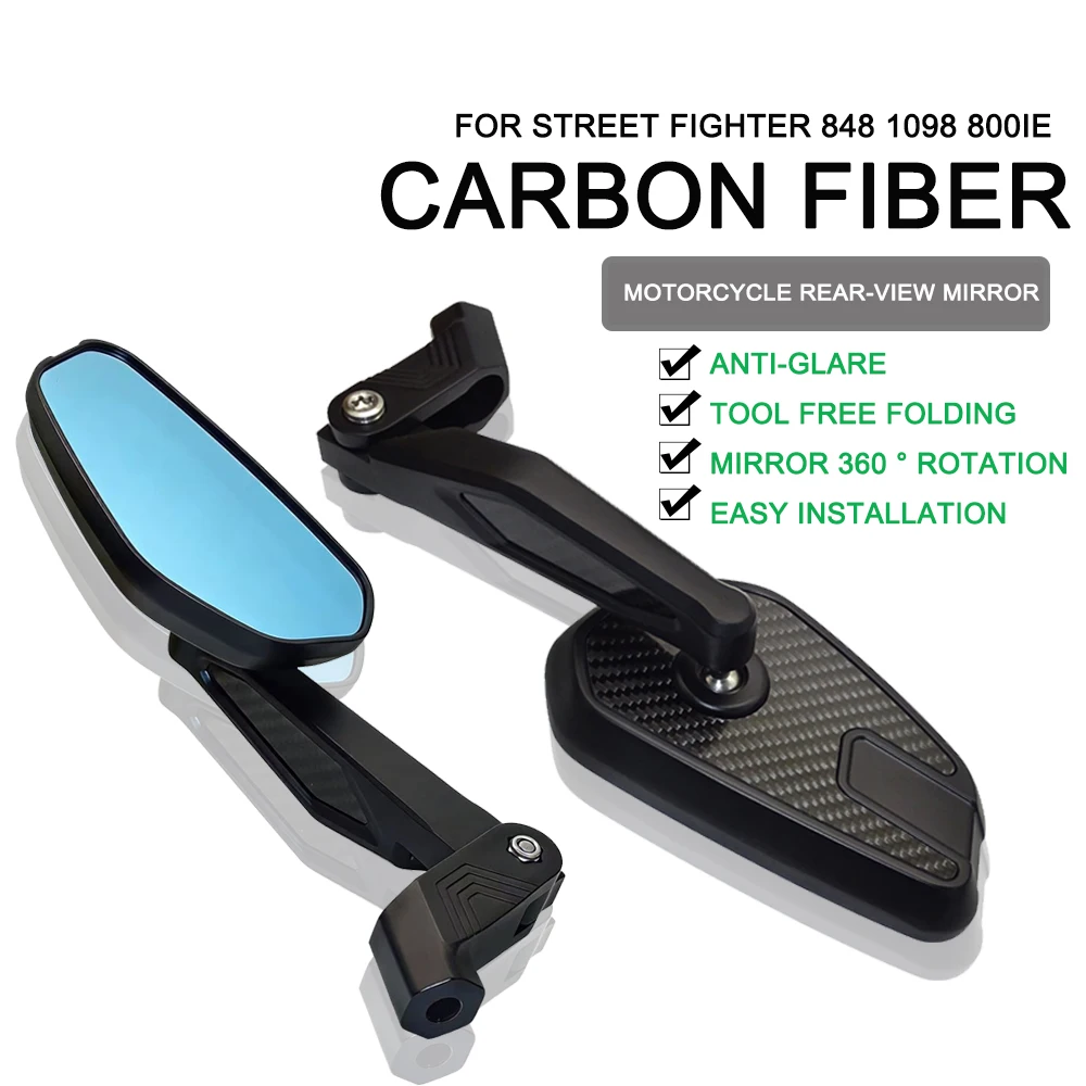 

Motorcycle rearview mirrors Rearview Side Mirror Foldable mirrors rod anti-glare mirrors FOR DUCADI STREET FIGHTER 848 1098 800