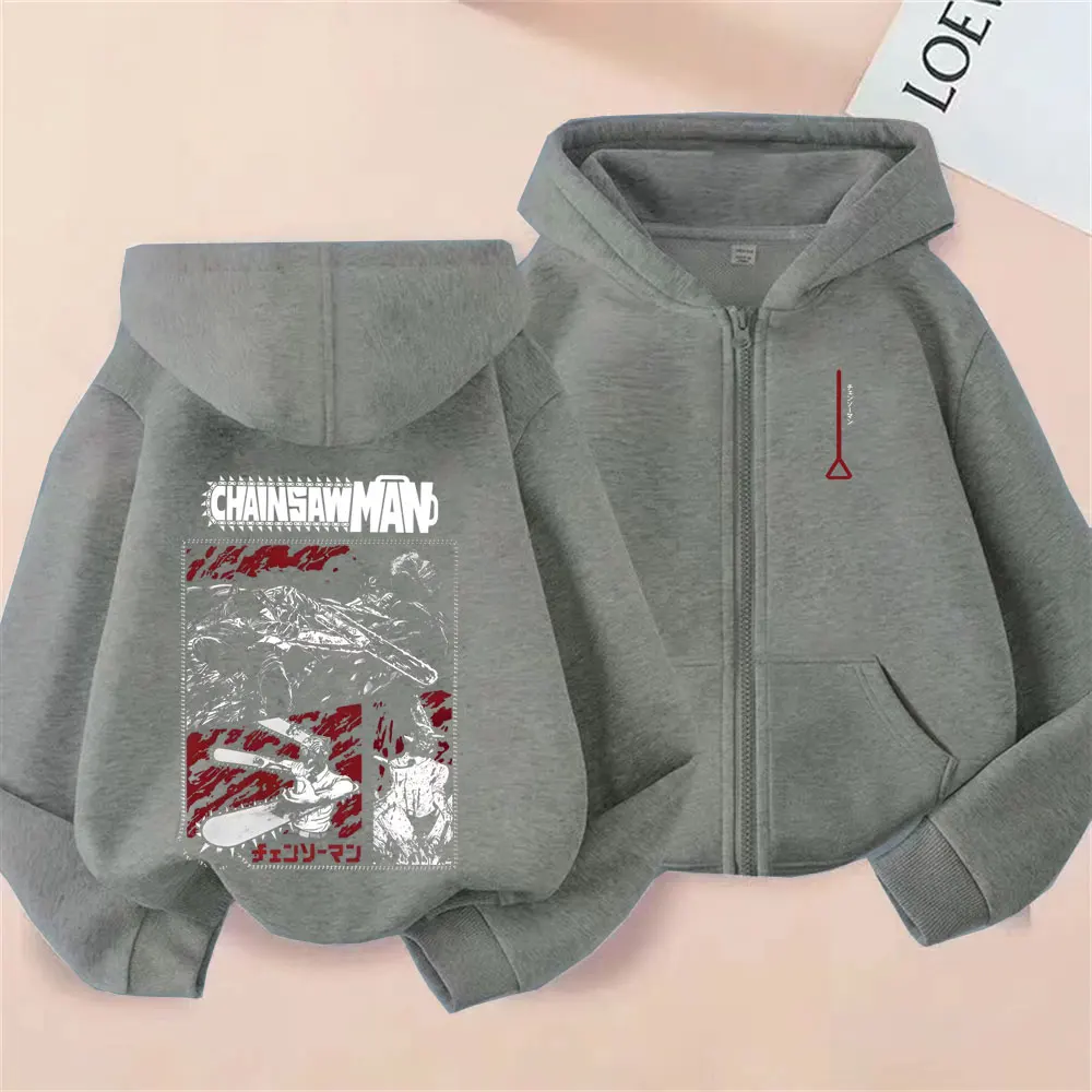Custom Custom Anime Chainsaw Man Zipper Hoodie Cartoon Denji Pochita Funny Graphic Zip Up Jacket Men Women Manga Oversized Zip U