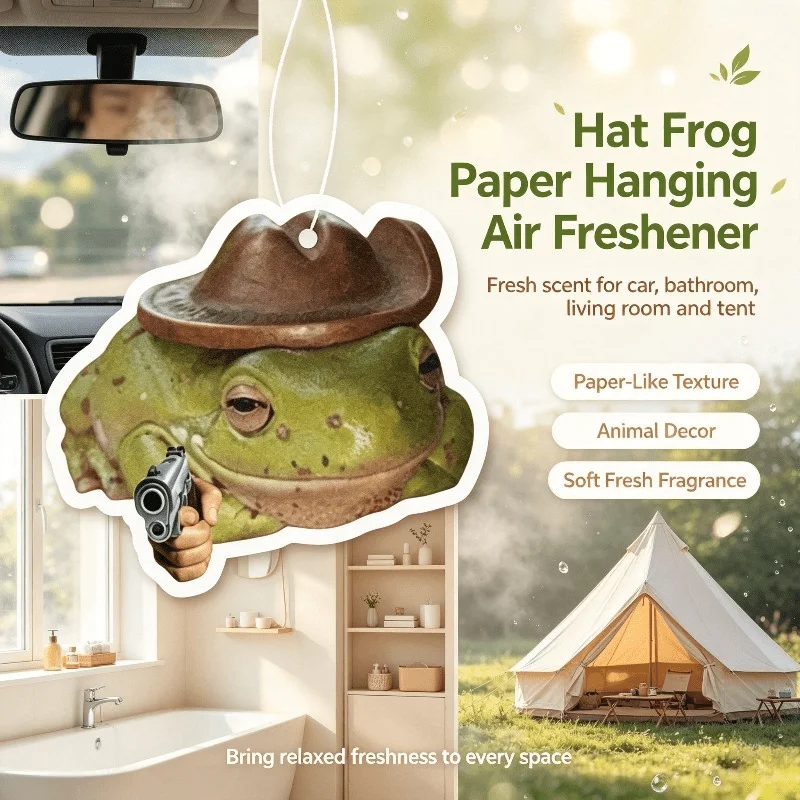 Car Air Freshener Cowboy Hat Frog Meme Hanging Scent Card for Car Interior Rearview Mirror Ornament Gift