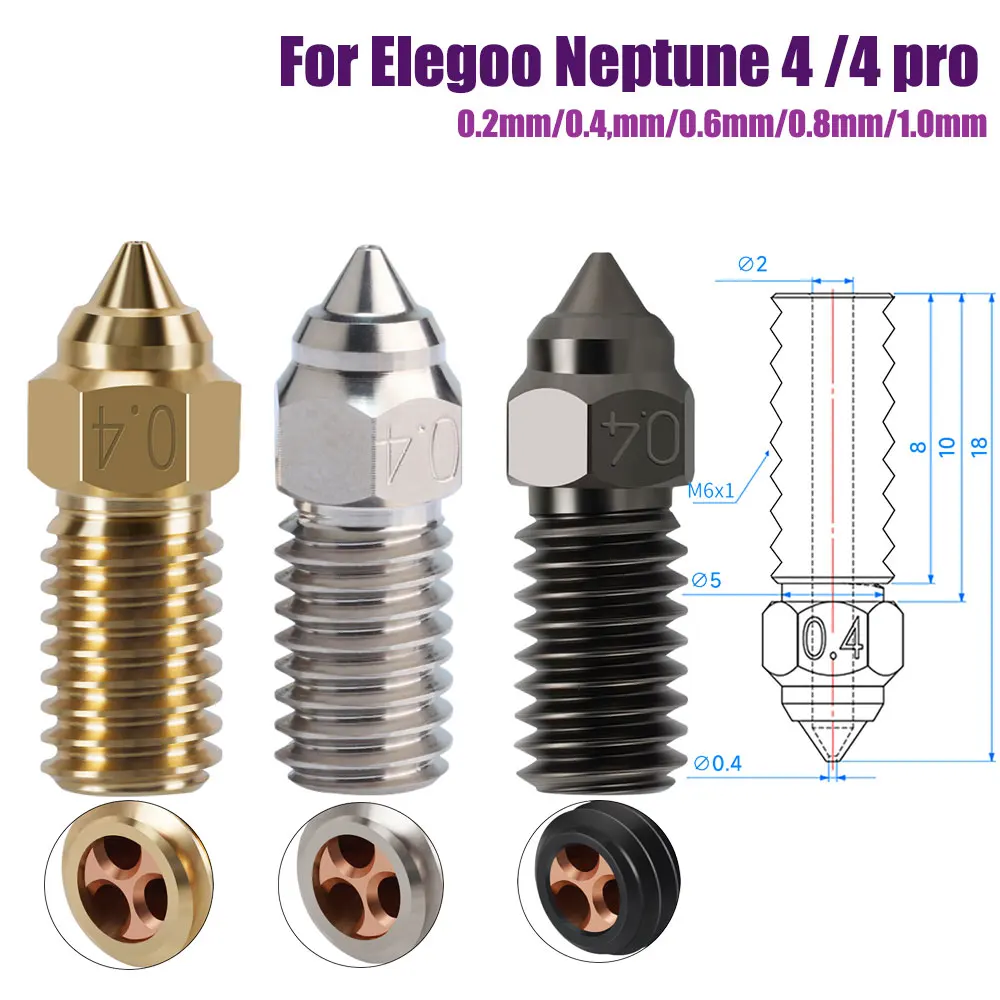 CHT Nozzle For Elegoo Neptune 4 For Elegoo Neptune 4 pro Nozzle Hardened/Stainless Steel/Brass