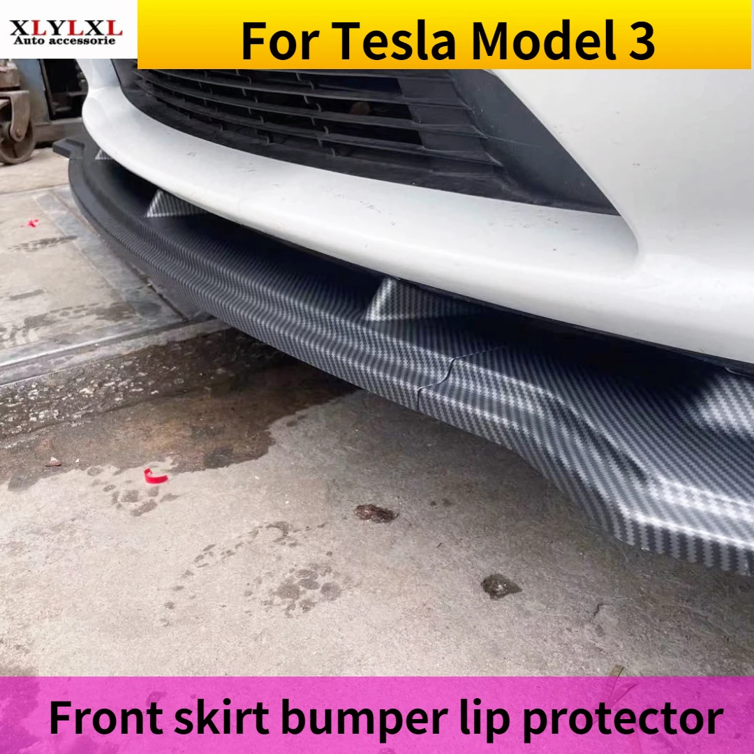 3 pcs Front skirt bumper Front lip protector for Tesla Model 3 Modification crash anti collision Automotive Collision Avoidance