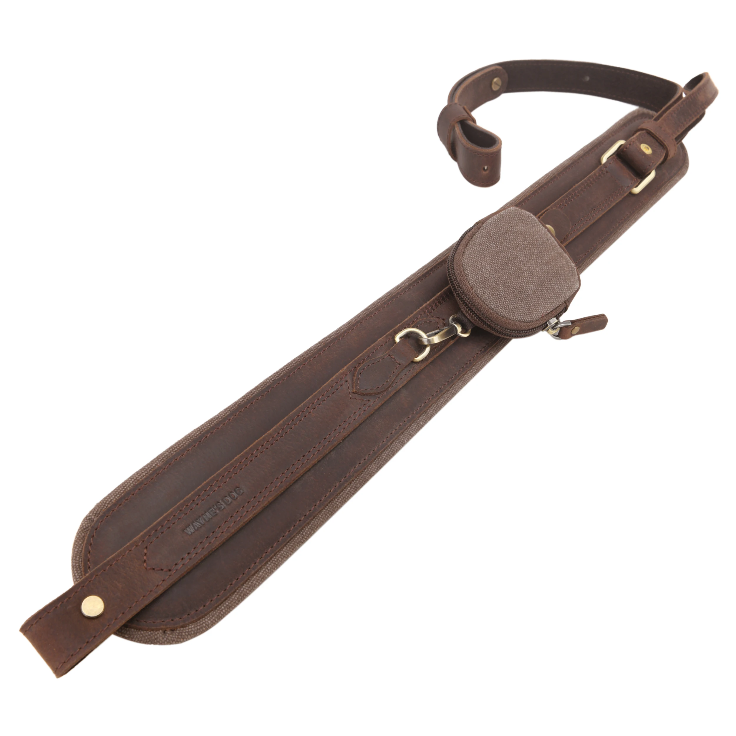 Leather Rifle Strap with Removable Canvas Bag Pouches, Hunting Gun Belt Shotgun Shoulder Sling for Marlin, Winchester, Magnum