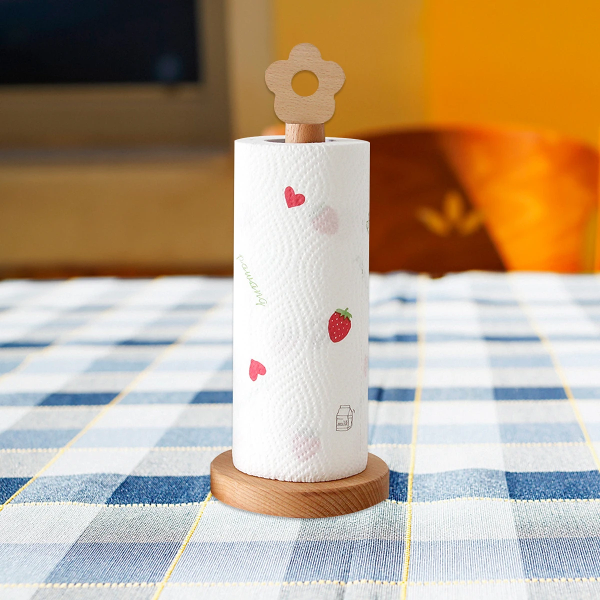 

1Pcs Solid Wood Roll Paper Holder Creative Vertical Tissue Holder Practical for Bathroom Kitchen Office Home