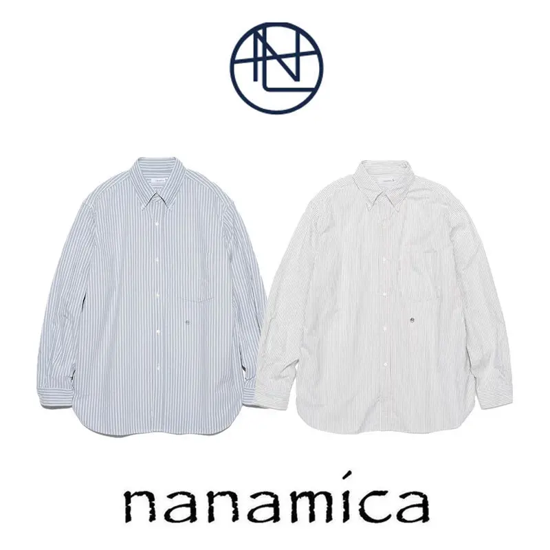 

NANCA 23SS Loose Casual Striped Long Sve irt for Men Spring Autumn ket Design Faionable Loose Fit Four Seasons Wear