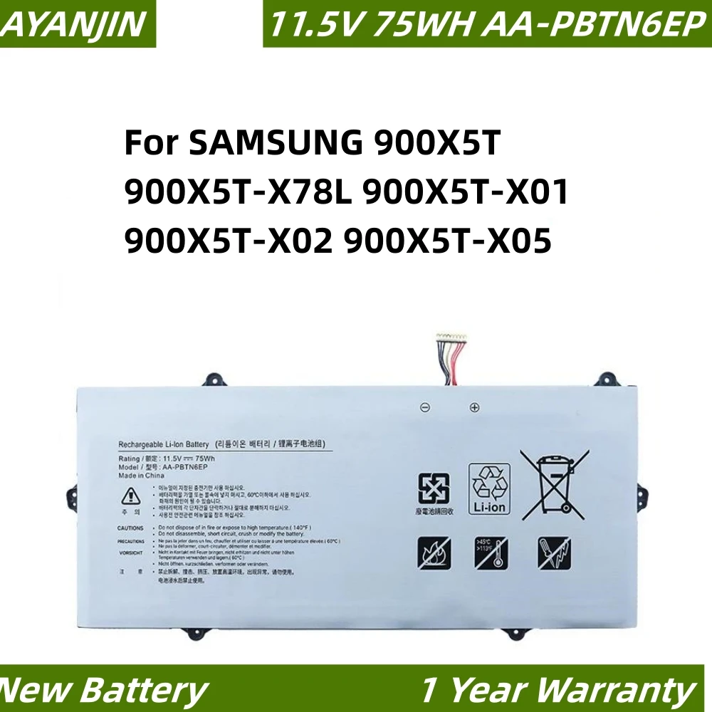 AA-PBTN6EP 6534mAh Laptop Battery For Samsung 900X5T-X01 900X5T-X02 900X5T-X05 900X5T-X78L Notebook 9 2018 NP900X5T Series
