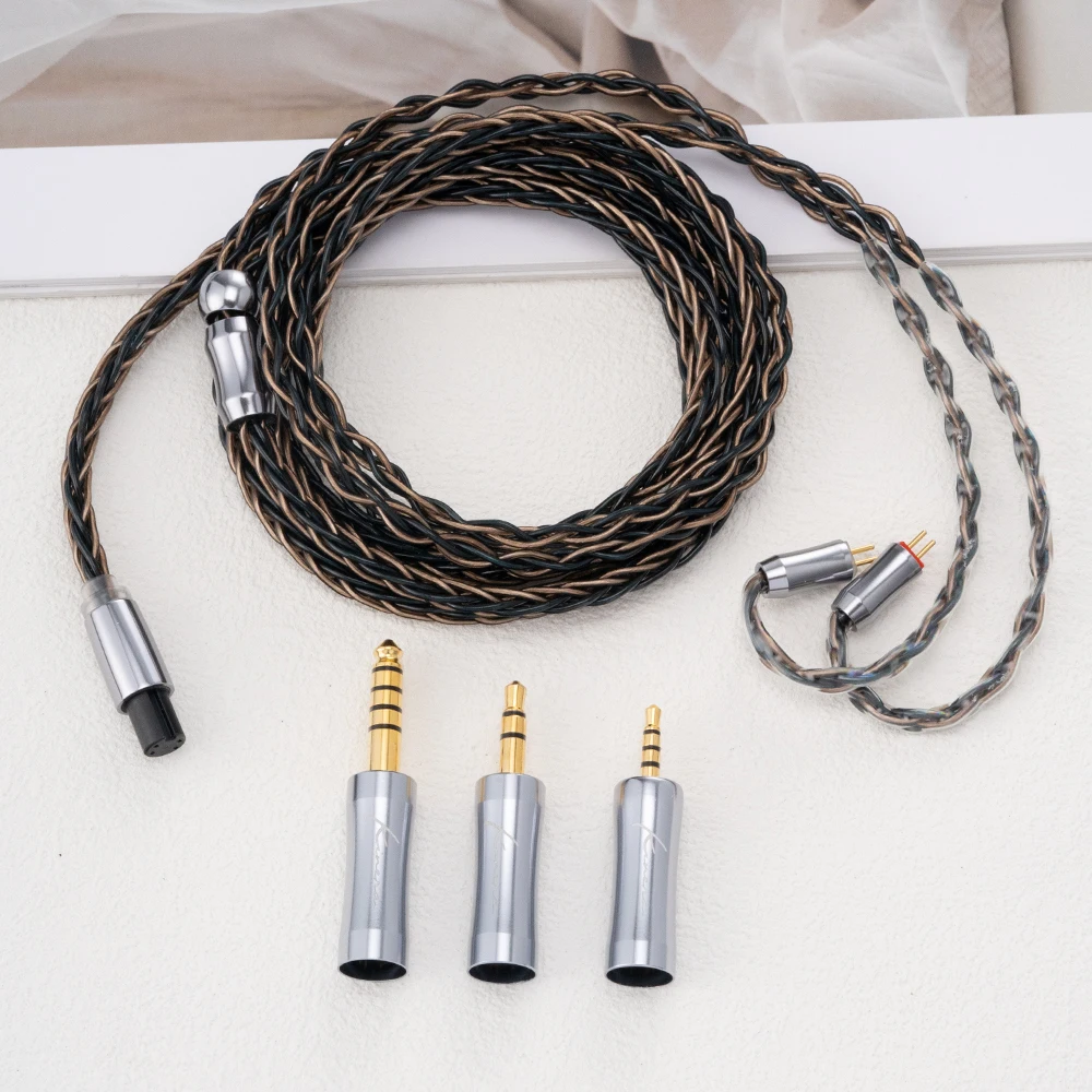 Модульный кабель для обновления наушников Kinera Leyding (2,5 + 3,5 + 4,4) OFC + сплав меди 5N посеребренный 8-ядерный 0,78 2-контактный разъем MMCX