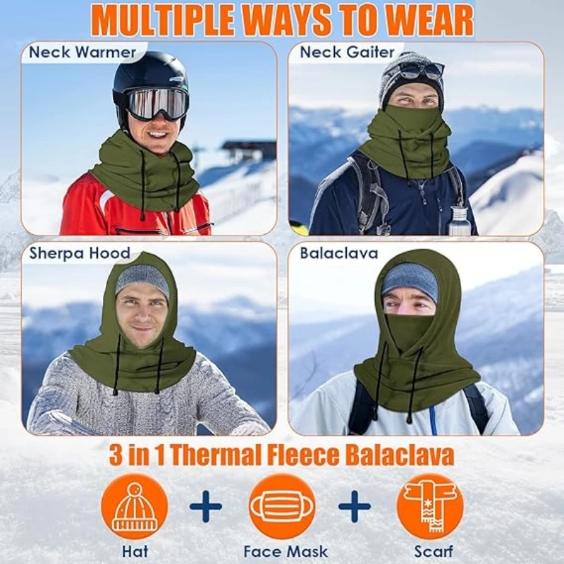 قناع تزلج بالاكلافا من الصوف الشتوي قناع وجه بالاكلافا للطقس البارد للرجال تكتيكي ثقيل الوزن #4
