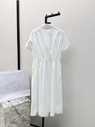 24ss New Dress Drawstring waist design Breathability Fixture elements Long silhouette Appear thin Light luxury grace fashion