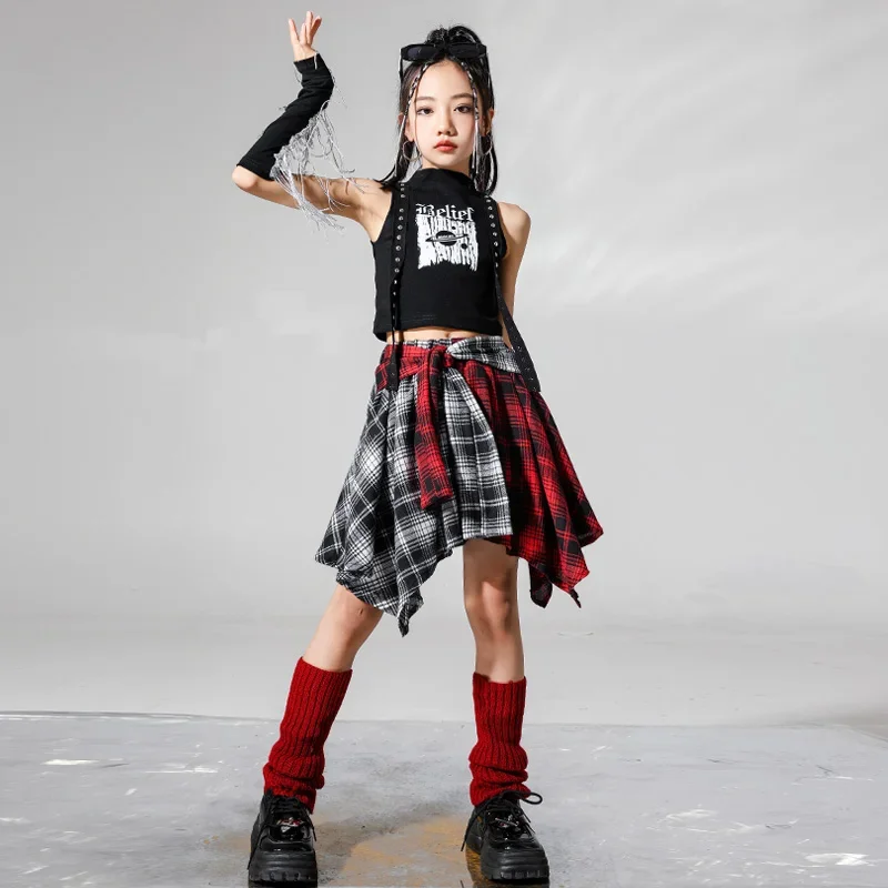Ragazze Hip Hop Crop Canotte Gonna da ballo di strada Bambini Gonne a pieghe Adolescenti Jazz Costumi fantastici Bambino Camo Streetwear Set di vestiti