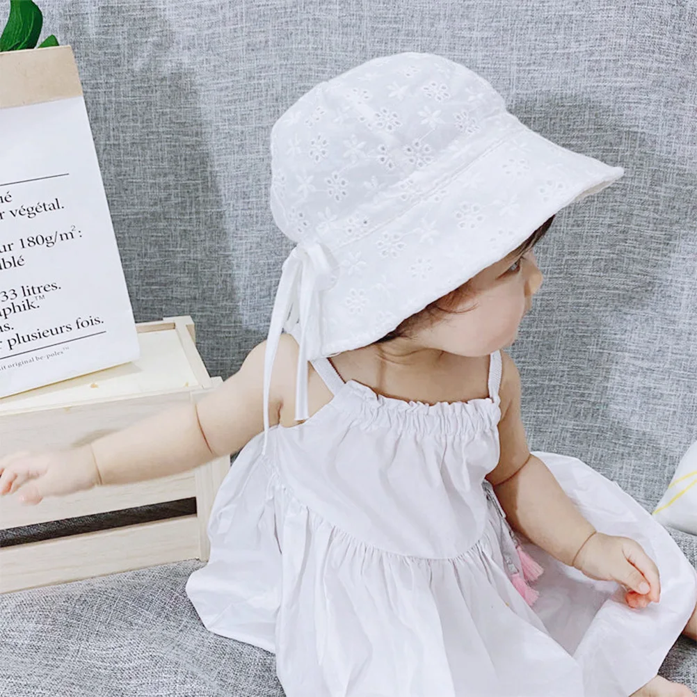 Baby Cotton Fisherman Hat Lace Design Breathable Sun Protection Cap For Newborn Summer Wear Foldable Headwrap Kids