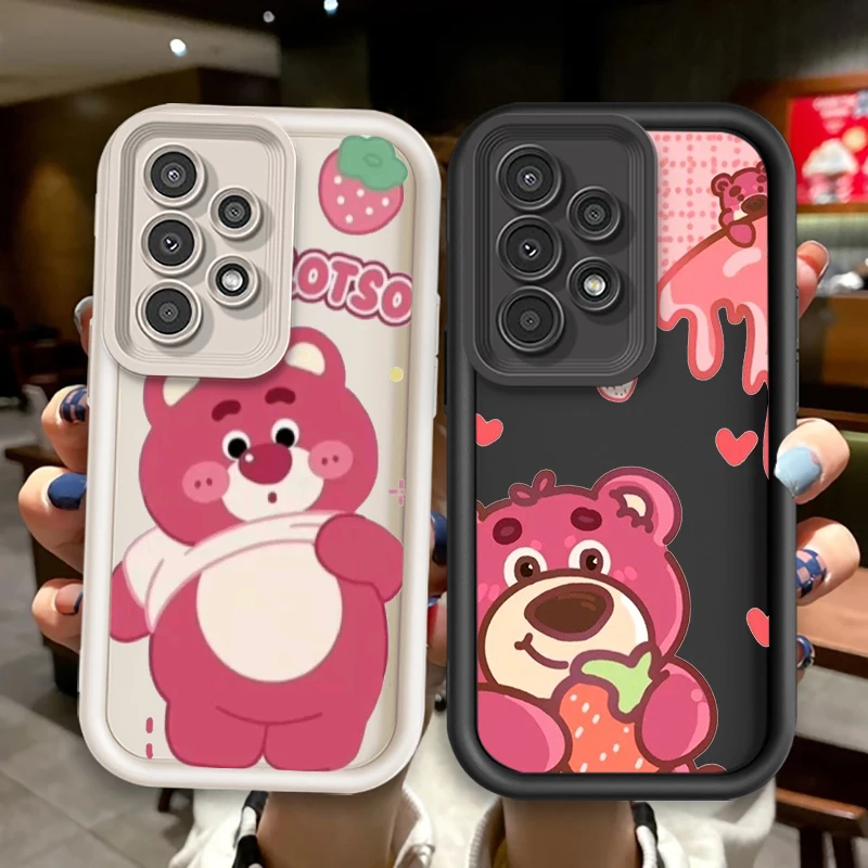 Cute Lotso Huggin Bear For Samsung A73 A71 A54 A53 A52 A51 A33 A32 A21S A14 A13 A12 A03 A04 A05 5G Eye Ladder Funda Phone Case