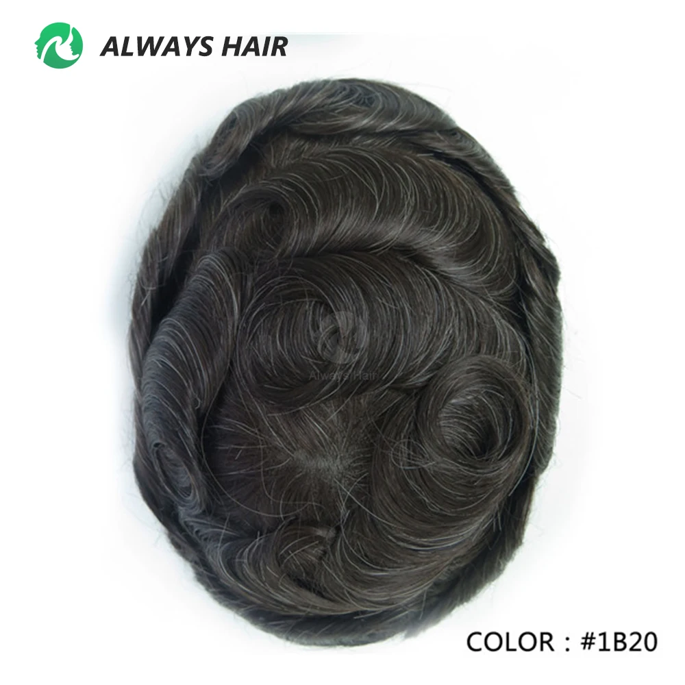 Onzichtbare Haarlijn Haar Systeem Unit Voor Mannen 0.03-0.04Mm Super Dunne Base Toupee Indian Human Hair Mens 'Topper pruik