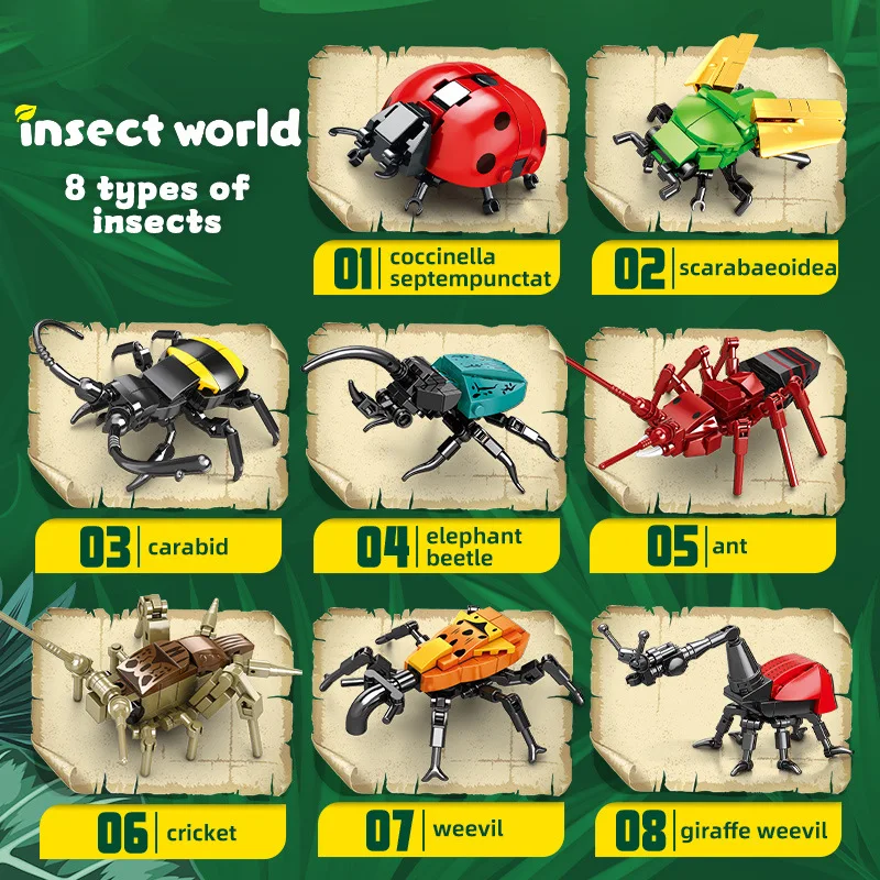 

WoMa DIY Insect War Creative Handmade Small Particle Building Blocks Toy Boy Gift Beetle Animal Model Children's Educational Toy