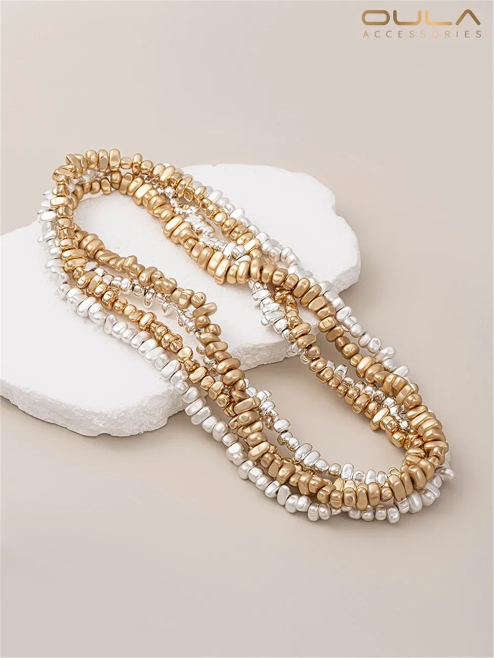 DIY Gold & Silver Handmade Bead Earrings Bracelet Material Plated with Shiny Irregular Stones Shaped Beads for Jewelry Making