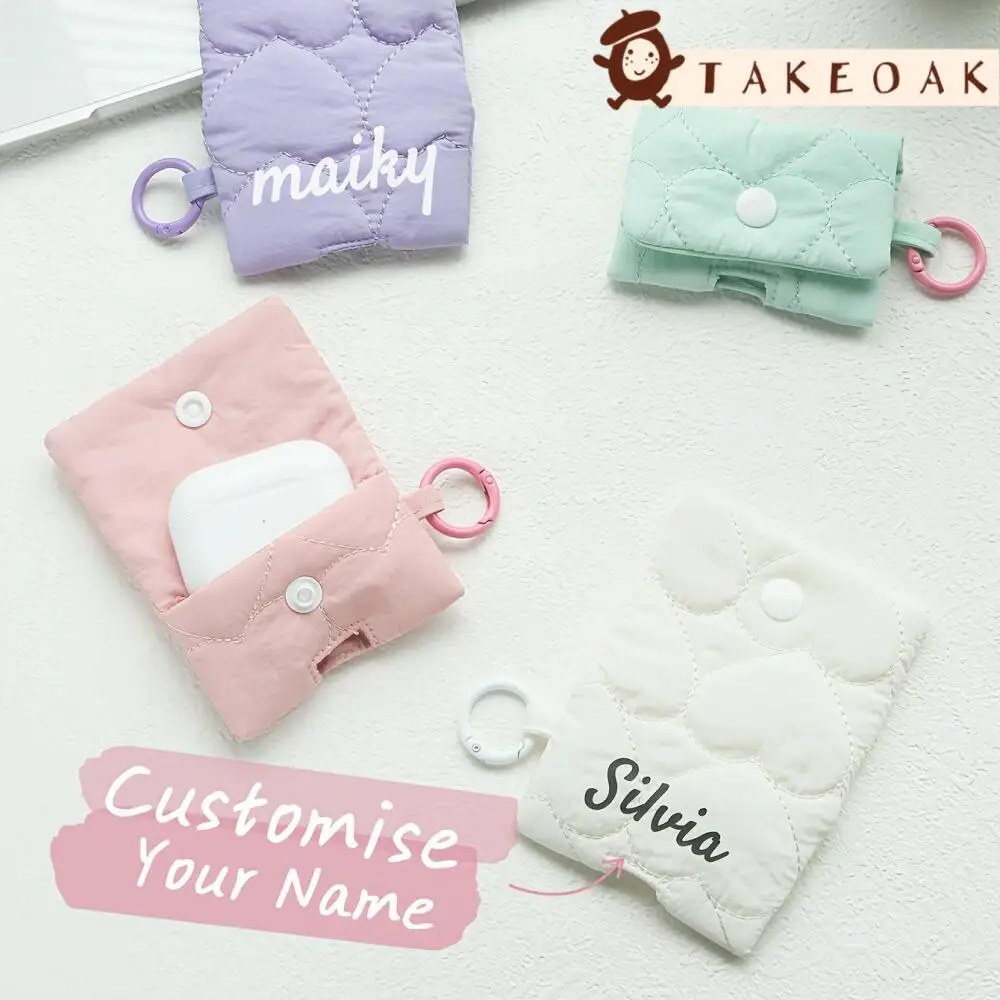 Customized Mini Earphone Carrying Case Personalized Macaron Color Scheme Cute Soft Protective Case Pouch for Bluetooth Earphones