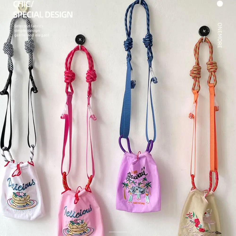 Knitted Small Bag Extension Belt Wrist Bag Colorful Pull Button Case Shoulder Strap Korean Fashion Bag