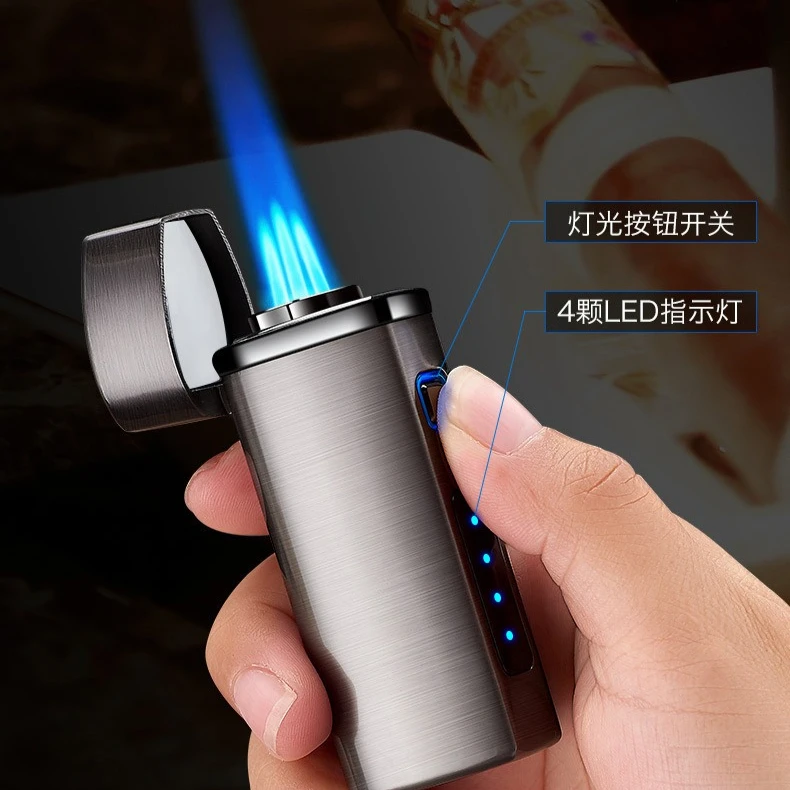 

NEW High-quality Three-flame Metal Windproof Rechargeable EDC Lighters with Cigar Holes High-end Men's Gift