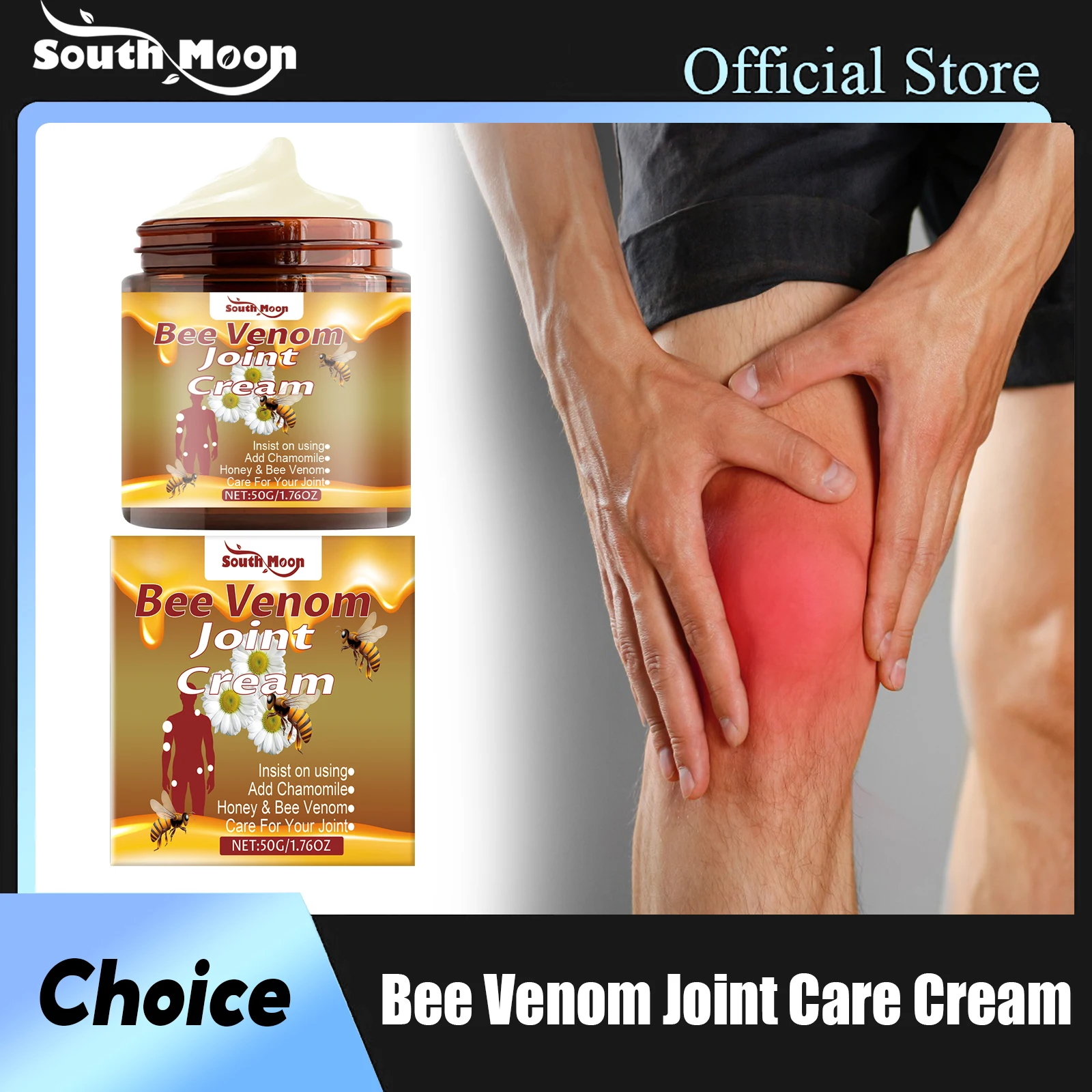 Crema para el dolor en las articulaciones con veneno de abeja de la luna del Sur, crema para mejorar el dolor muscular calmante de la rodilla, crema para el tratamiento de la piel reumatoide para la artritis, 50g