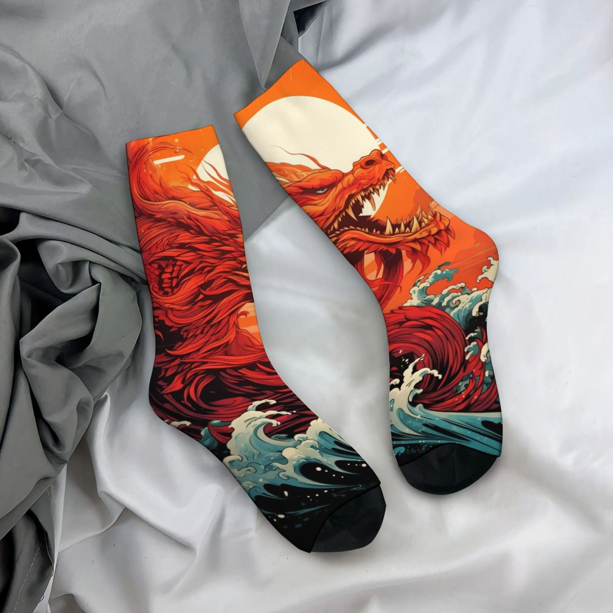 Calcetines Sunrise Dragon, Suaves y Reforzados en los Dedos, Sin Bolitas, Calcetines para Hombre, para Viajar, Caminar por la Ciudad, Festivales de Música, Estilo Urbano, Hip Hop