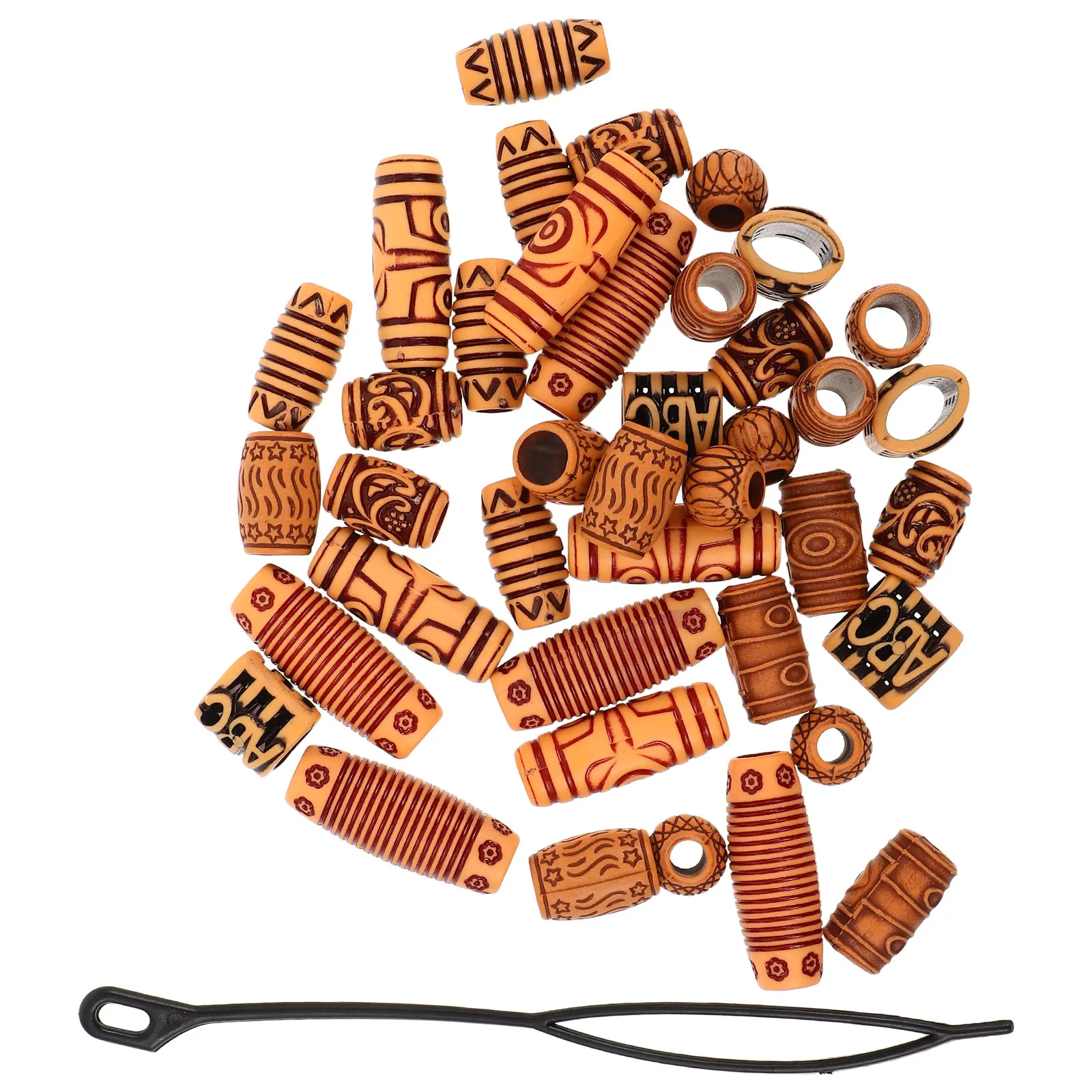 40Pcs Dreadlock Beads Wooden Hair Beads for Braids Large Hole Lightweight DIY Hair Accessories African Jewelry for Black Women